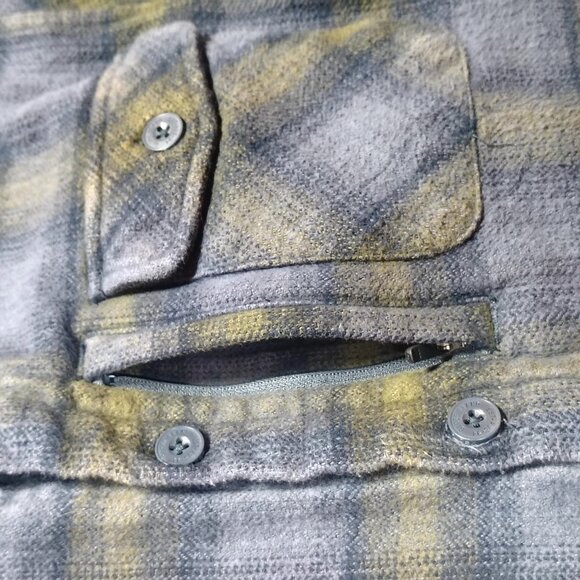 Globe Wanderer Shacket Flannel Shirts Green Blue Plaid Button Down - Picture 7 of 13